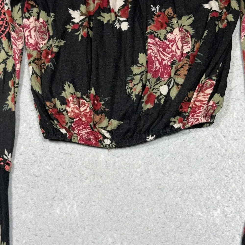 Free People Shirt Women’s Size XS Bainbridge Embroidered Cold Shoulder Top